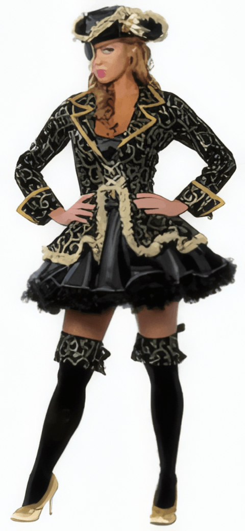 Disfraz de Pirata Negro y Dorado